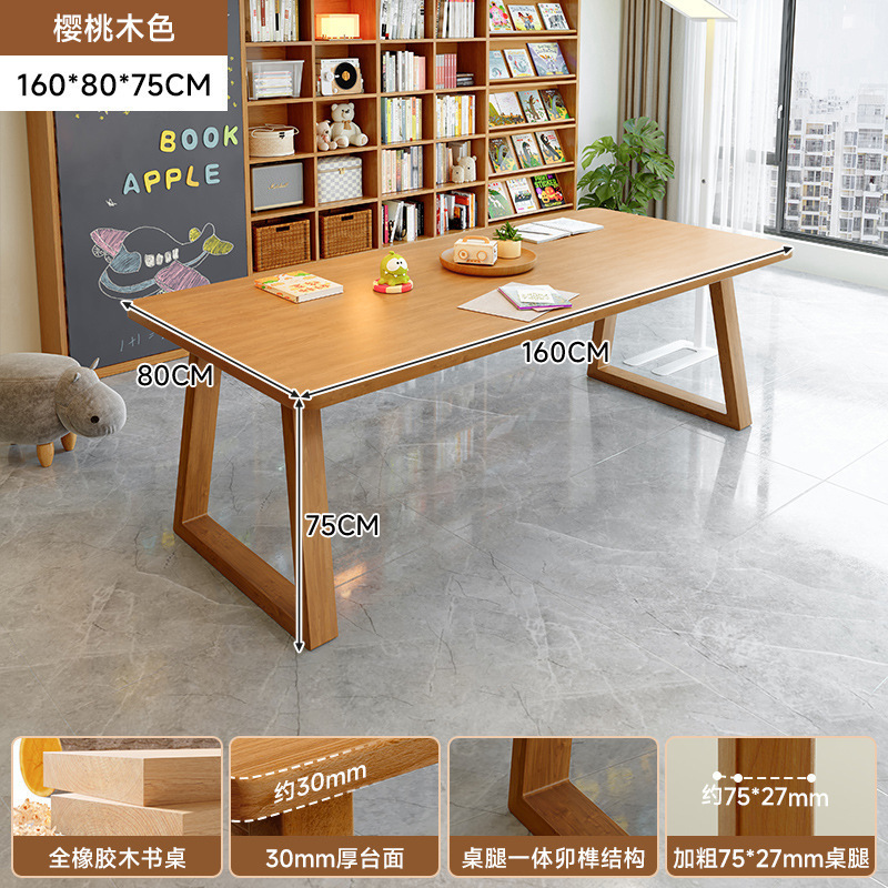 Mesa de escritorio de madera maciza para la sala de estar, escritorio largo, escritorio de lectura, escritorio de estudio, escritorio de computadora de barra larga para dos personas