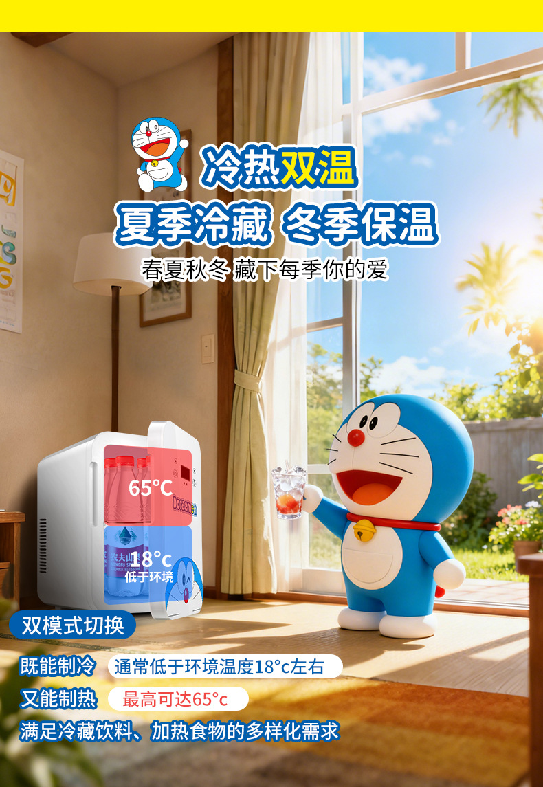 Doraemon Car Refrigerator Small Freezer Mini Home Office Refrigerator
