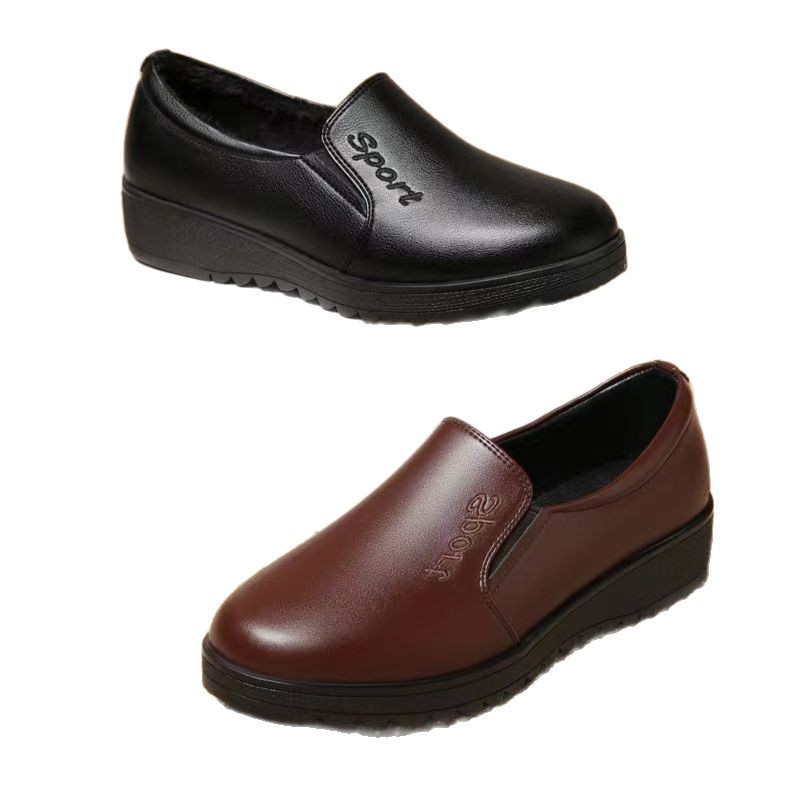 Primavera y otoño zapatos de suela plana para madres, zapatos de cuero de mediana edad y ancianos, zapatos de cuero de nicho de Beijing