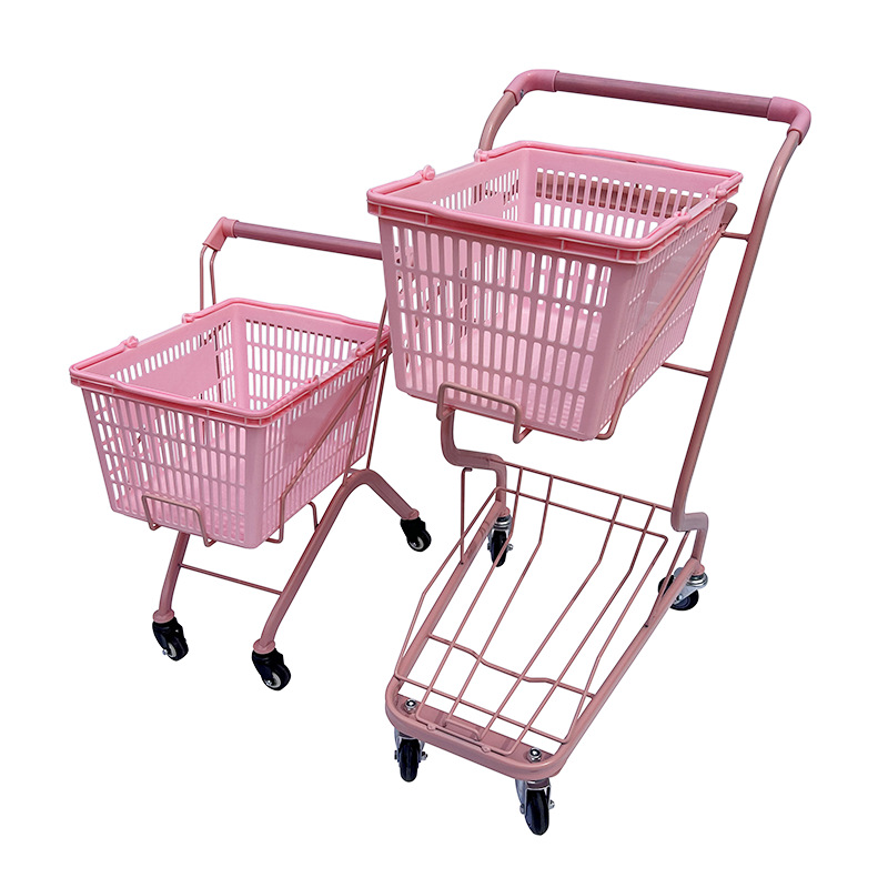 Carrito de Compra Doble de Acero para Adultos para Tiendas y Centros Comerciales