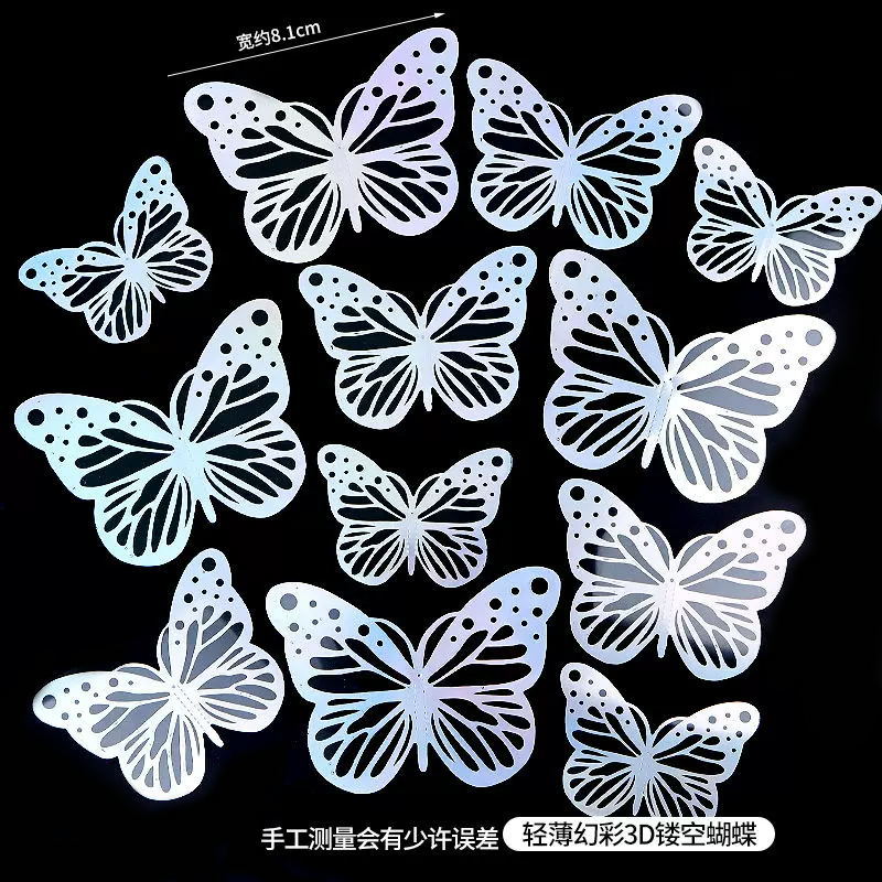 12개의 다채로운 3D 속이 빈 은나비