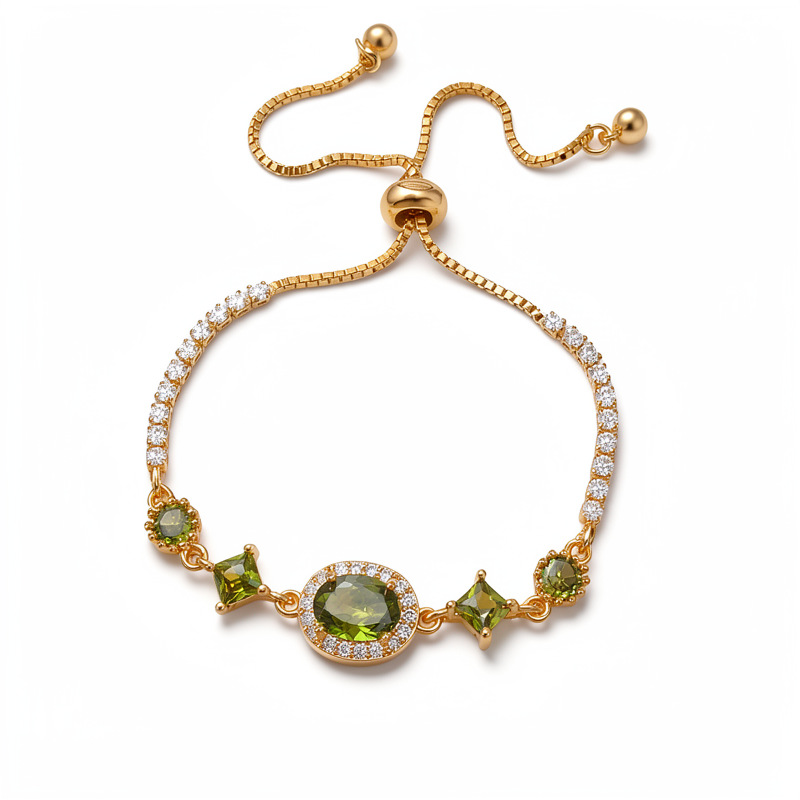 18k oro real pulsera de piedra de silicio elíptica ligera de lujo nicho pulsera de alta calidad temperamento delicado joyas al por mayor