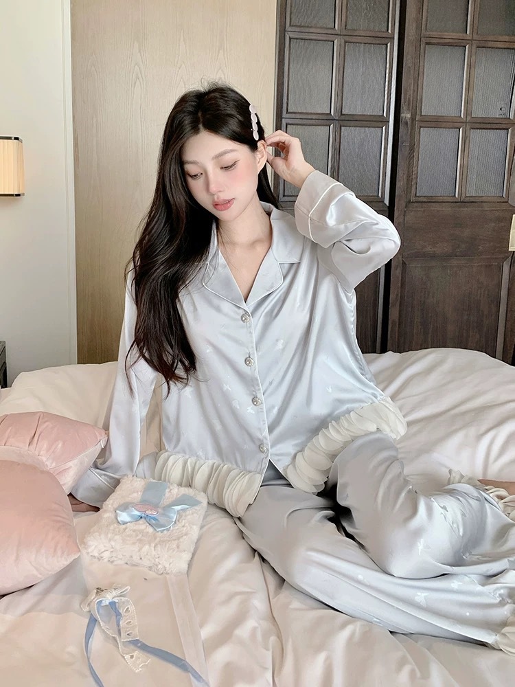 블루 레이스 엠보싱 나비 [긴팔,바지]
