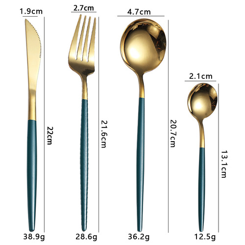 Cross-border Amazon thin Portuguese stainless steel knife fork spoon 24-piece set tableware steak Western knife fork spoon set