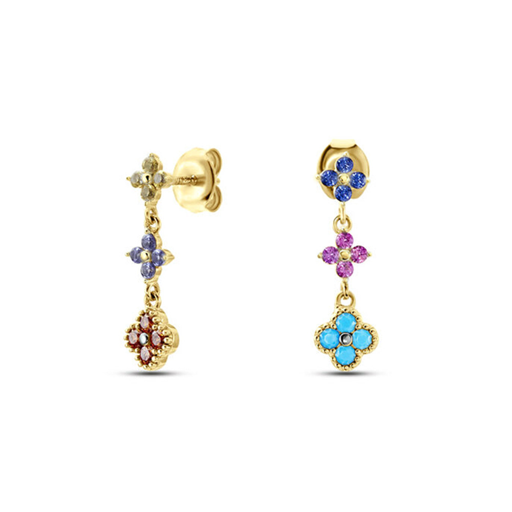 Flower Pattern Women's Gender 1 Pair 925 Sterling Silver Flower Drop Earrings