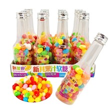 新其巴果汁软糖80g*12瓶漂流瓶五彩色啫喱豆糖果儿童零食糖果批发