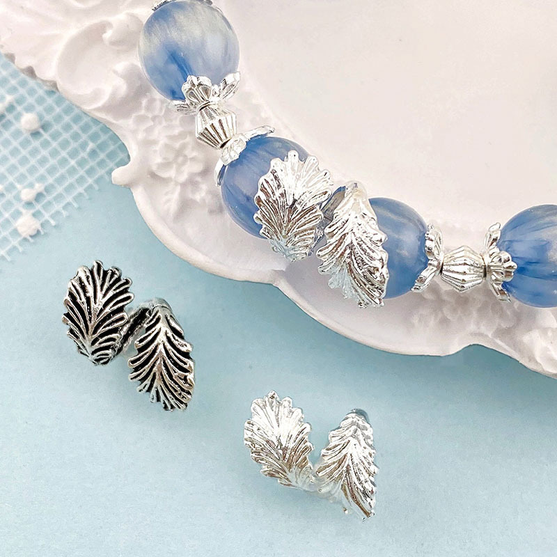 DIY Bracelet Beaded Rotating Feather Ring Feather Running Ring Winding Feather Bead Ring Ancient Silver Alloy Beaded Xizang Silver