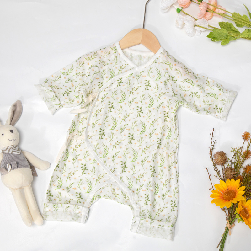 Chaqueta de mariposa de protección del vientre de verano tipo A gasa de algodón de bambú antibacteriana mono de bebé ropa de bebé mameluco pijama