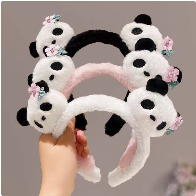New Cute Flower Panda Headband Children's Activity Performance Headwear Super Cute Cartoon Paradise Photo Hairpin for Women
