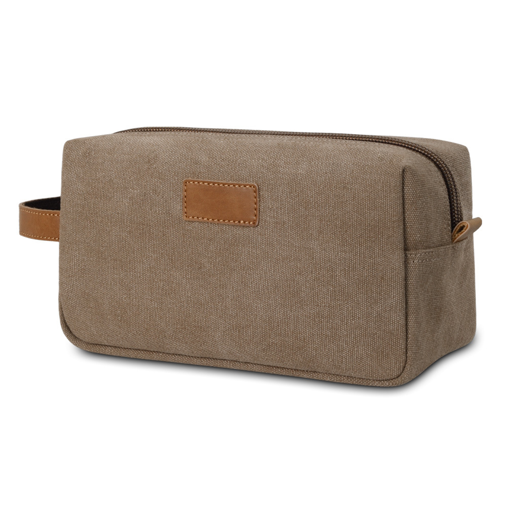 Bolsa de lavado transfronteriza europea y americana bolsa de viaje lona impermeable con bolsa de almacenamiento de piel de caballo loco bolsa de maquillaje de moda retro