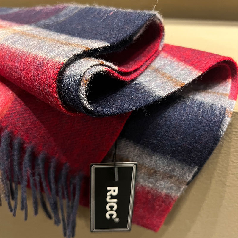 Rjcc New Product All Wool Scarf Classic British Plaid Women's Autumn and Winter High-End Warm Cashmere Scarf Thickeneded Rjcc New Product All Wool Scarf Classic British Plaid Women's Autumn and Winter High-End Warm Cashmere Scarf Thickeneded