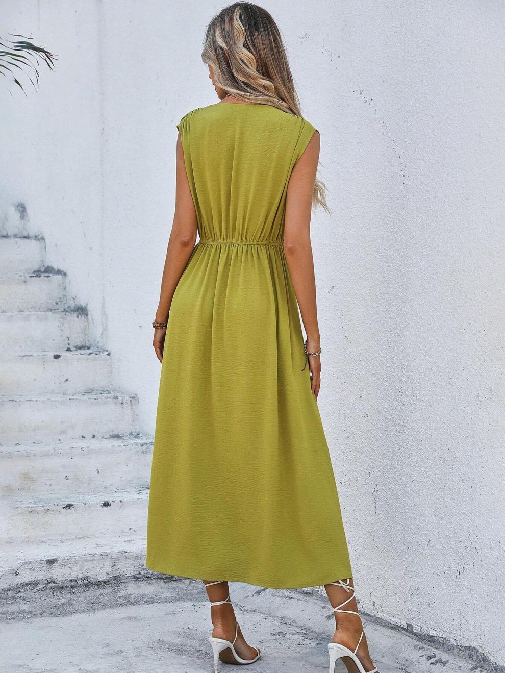 327g Weight Midi Dress Dress Length Type Sleeveless Sleeve Length Sheath Dress Dresses Type Sleeveless Sleeve Type Polyester Fabric Type Elastic Waist Waist Line Holiday Occasion Round Neck Neckline Regular Fit Fit Type Solid Color Pattern Summer Season Women's Gender Streetwear Style Wholesale Women's Streetwear Solid Color Holiday Round Neck Sleeveless Sheath Dress 14
