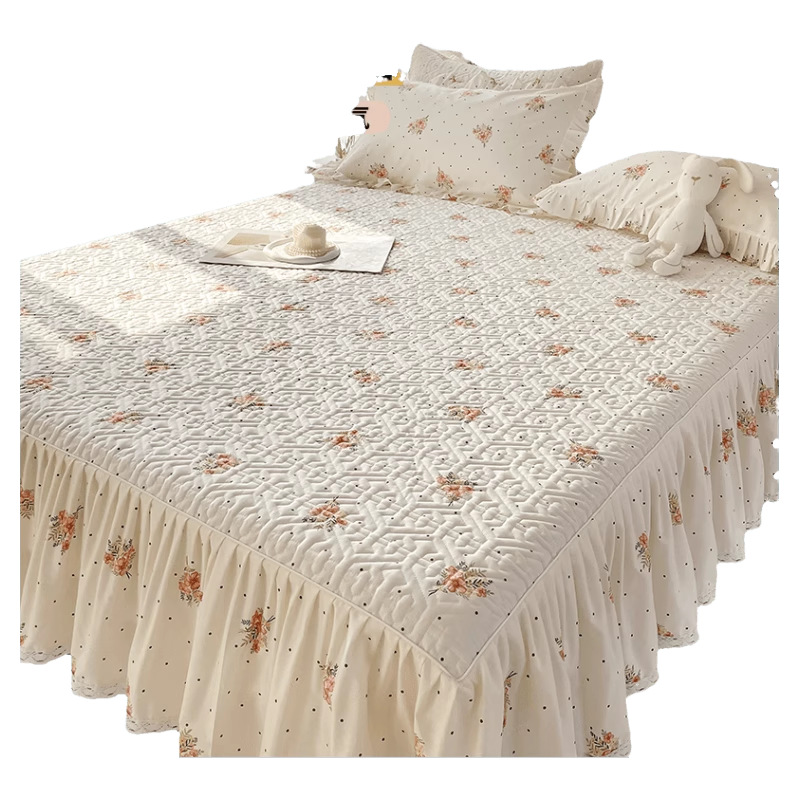 2025 nuevo estilo falda de cama de algodón funda de cama de algodón de una sola pieza sombrero de cama con falda cubierta de delantal de cama universal de cuatro estaciones