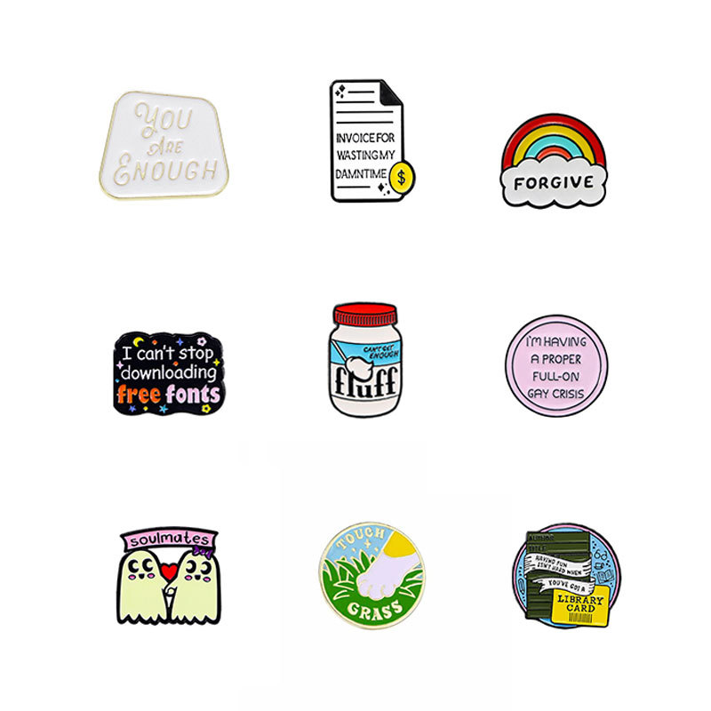 6g Weight Brooches Classification Casual, Daily Occasion Alloy Material Letter, Color Block Pattern All Seasons Season Unisex Gender Irregular, Enamel Design Cute, Modern Style Style Cute Modern Style Pin Letter Color Block Alloy Irregular Enamel Unisex Brooches 3