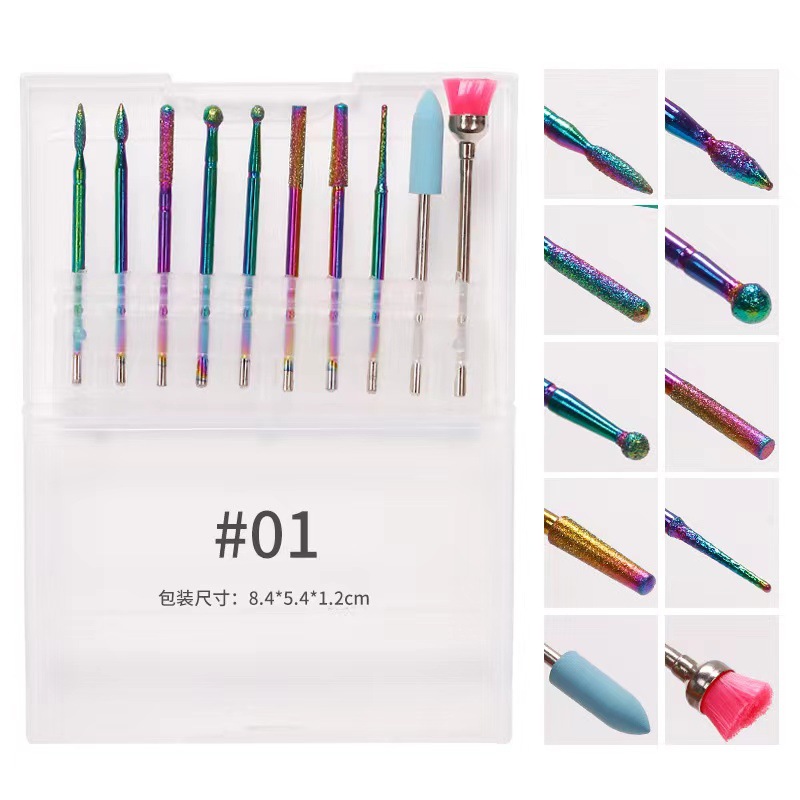 Transfronteriza suministro directo de uñas de diamante cerámica pulizante conjunto de cepillo limpio y desmontación de uñas de uñas pulizante conjunto de uñas