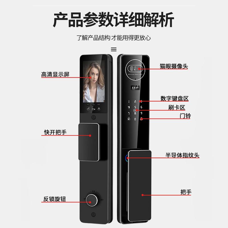 Cerradura inteligente CNC automática de comercio exterior intercomunicador visual doméstico APP de cerradura de puerta inglesa de huellas digitales cerradura transfronteriza