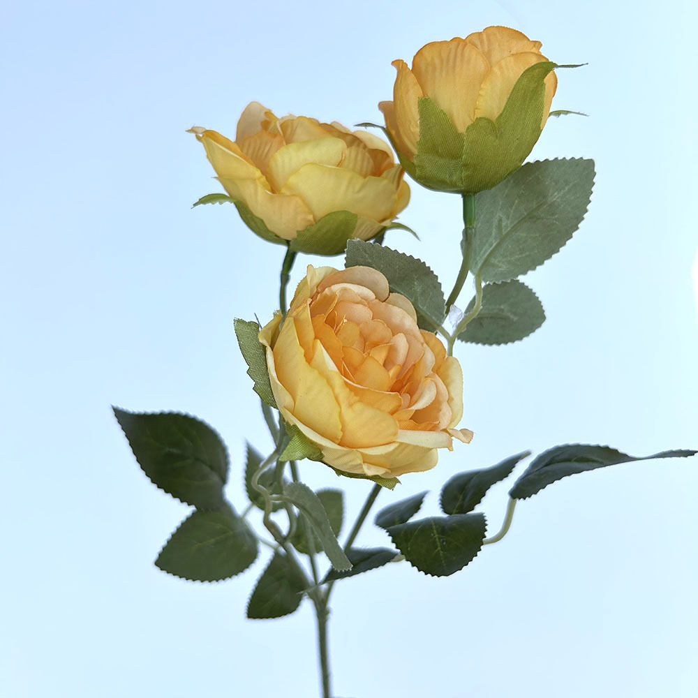 Artificial Flower Spring Single 3-head Peony Table Flower Japanese and Korean Small Fresh Flower bouquet Hotel Decoration Juanhua Rose_voghion.com