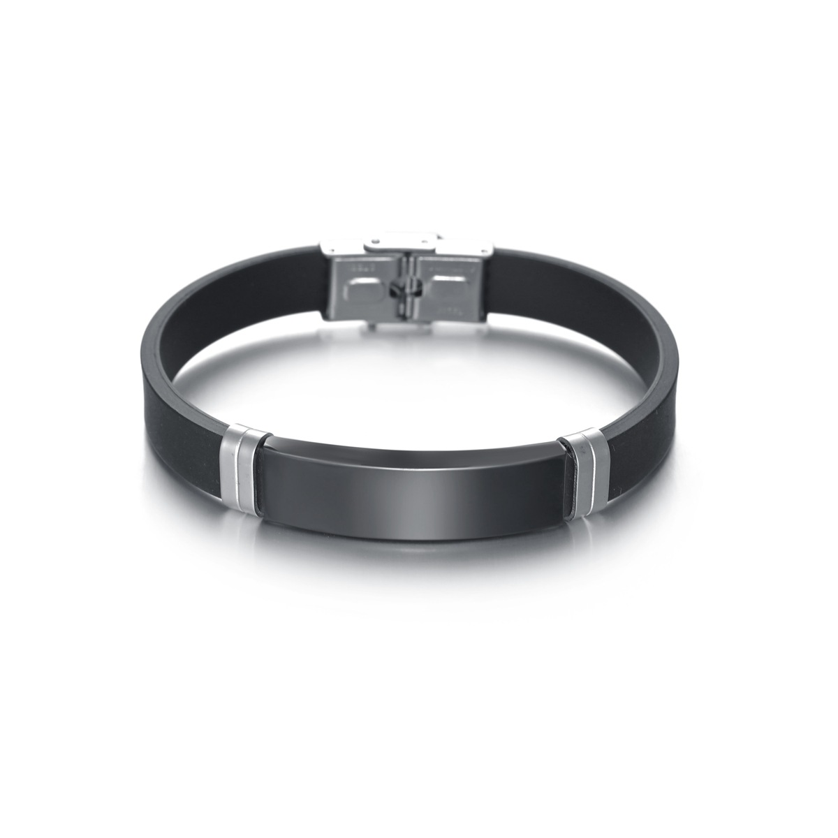 Stainless Steel, Silica Gel Material Simple Style Classic Style Geometric Stainless Steel Silica Gel Plating Vacuum Plating Men's Wristband Men Cuff & Bangle