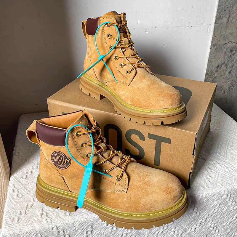 Желтые ботинки, ботинки, осенние уличные ботинки из натуральной кожи, неразрушимые, увеличивающие рост, универсальная уличная рабочая одежда, мужская и женская обувь, модная.