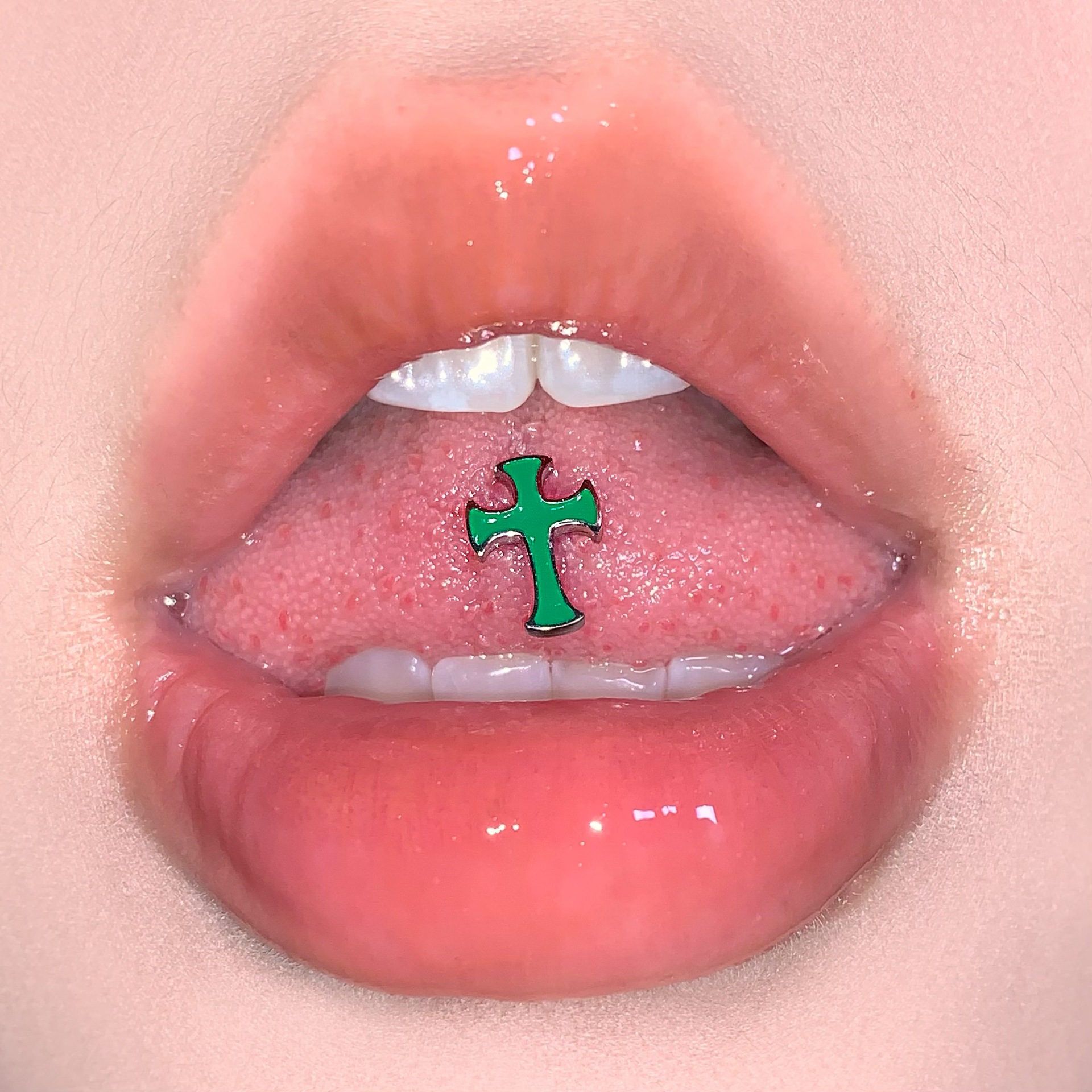 Labret piercing jewelry detail image