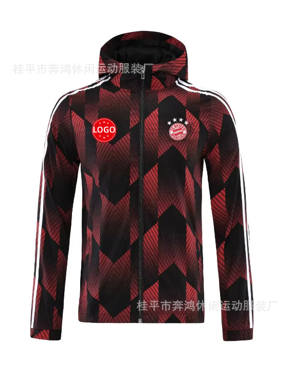 2526 chaqueta de fútbol con capuz nueva chaqueta de calentamiento a prueba de viento Barcelona Arsenal Real Madrid Manchester United chaqueta deportiva