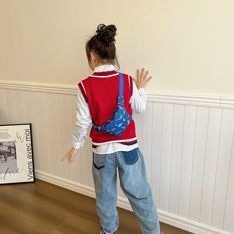 Bolsas de niños al por mayor transfronterizas de dibujos animados dinosaurios unicornios bolsas de pecho para niñas nuevas lindas bolsas de cintura para bebés