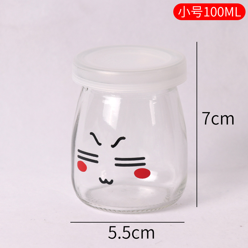 Vaso para pudín con tapa, botella de vidrio para pudín, tarro de miel, gelatina, vaso para mousse de leche de doble capa, vaso para yogur, patrones creativos al por mayor
