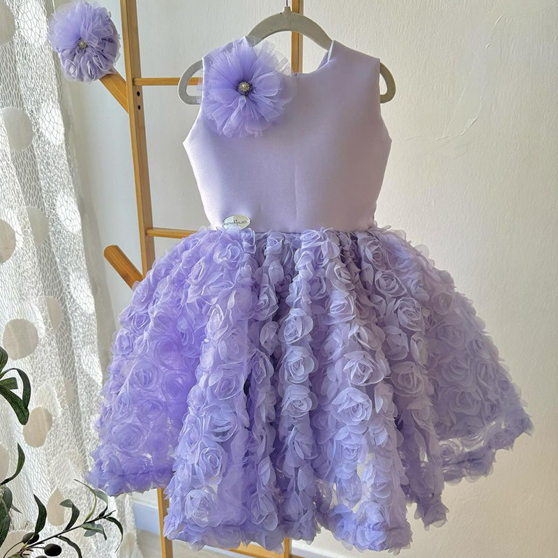 Baby Girl One-Year-Old Dress New European and American Girl's Birthday Banquet Skirt Children's Princess Skirt Live Daifa