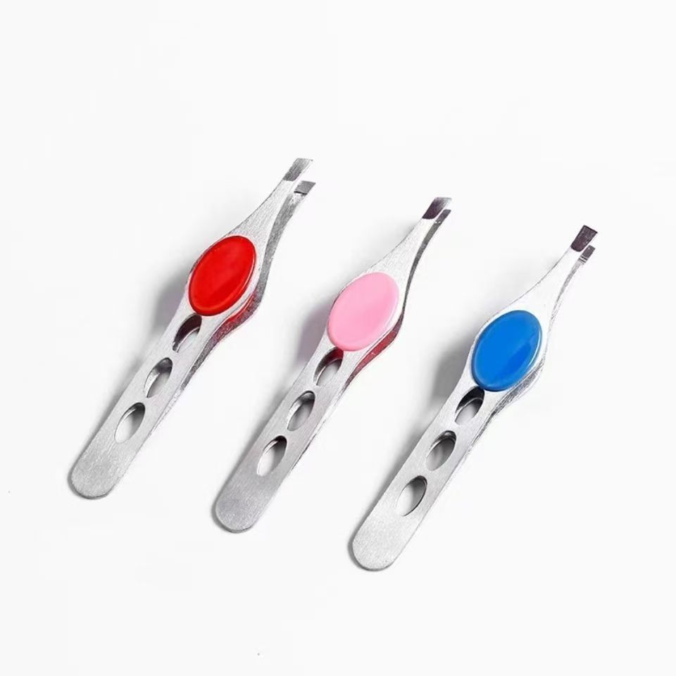 Barba de extracción artefacto espeso ceja pinza de pelo nasal pinza de pelo pinza de barba pinza de pelo para hombres y mujeres boca plana inclinada