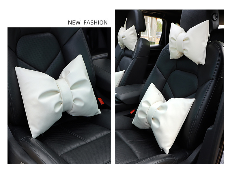 Four Seasons General Motors Headrest Neck Pillow Leather Solid Color Car Seat Pillow Goddess Car Interior Decoration Waist Cushion