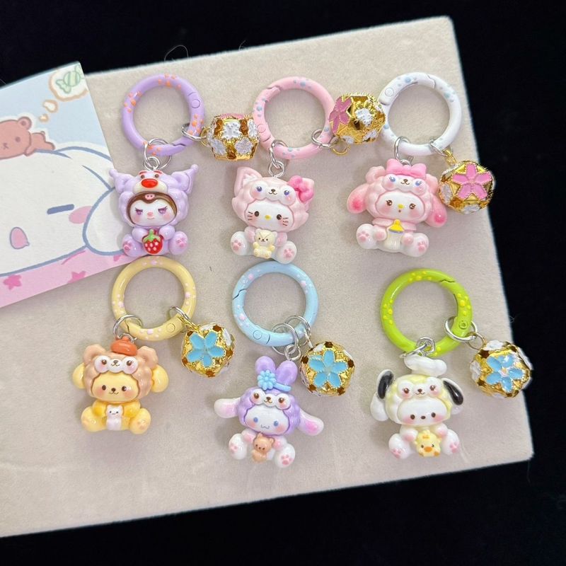 Bell New Sanrio Cartoon Keychain Student School Bag Cute Pendant Girl Accessories Jewelry Best Friend Gift