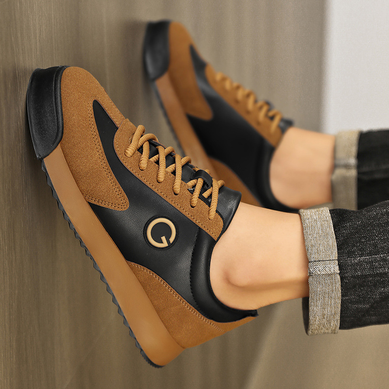 2026 New Men's Shoes, Large Size, Thick-Soled, Trendy, Sporty, Casual, Leather, Non-Slip, Forrest Gump Shoes_vogvips.com