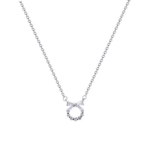 Light Luxury, Niche Zircon Bowknot Titanium Steel Necklace for Women – Versatile, Elegant, Minimalist Design, Trending Online, Same Style as Influencers' Clavicle Chain