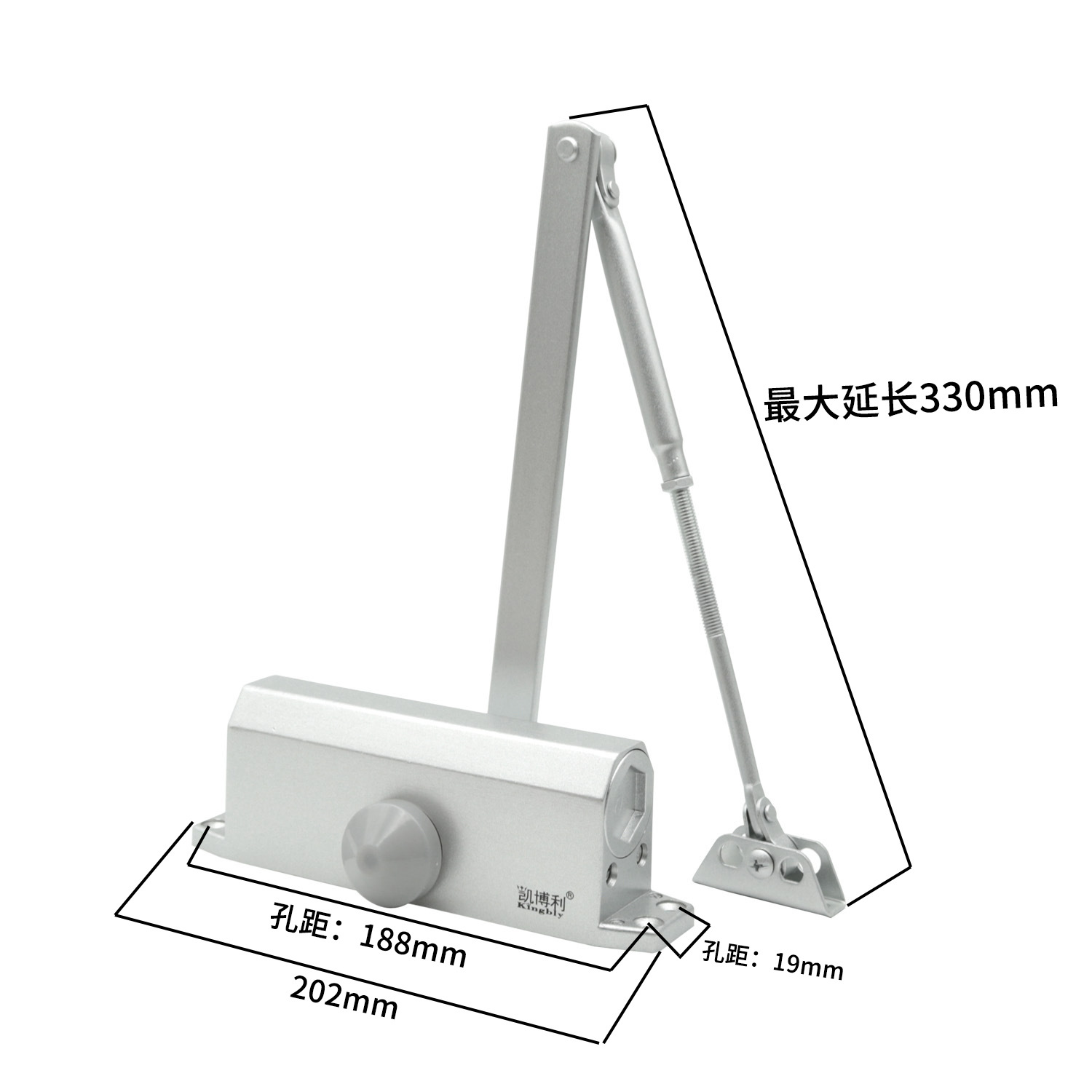 Cierrapuertas hidráulico automático Kaiboli - Para puertas cortafuegos, tamaño grande/mediano/pequeño (máquina cuadrada), con amortiguador y posicionador image 10
