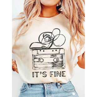 �W�a����Retro Cassette Tape T?Shirt, It's Fine Graphic Tee,