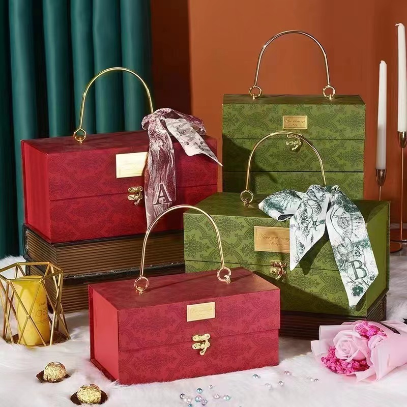 轻奢复古婚礼喜糖盒 手提铁环礼盒高级感结婚回礼伴手礼盒糖果盒