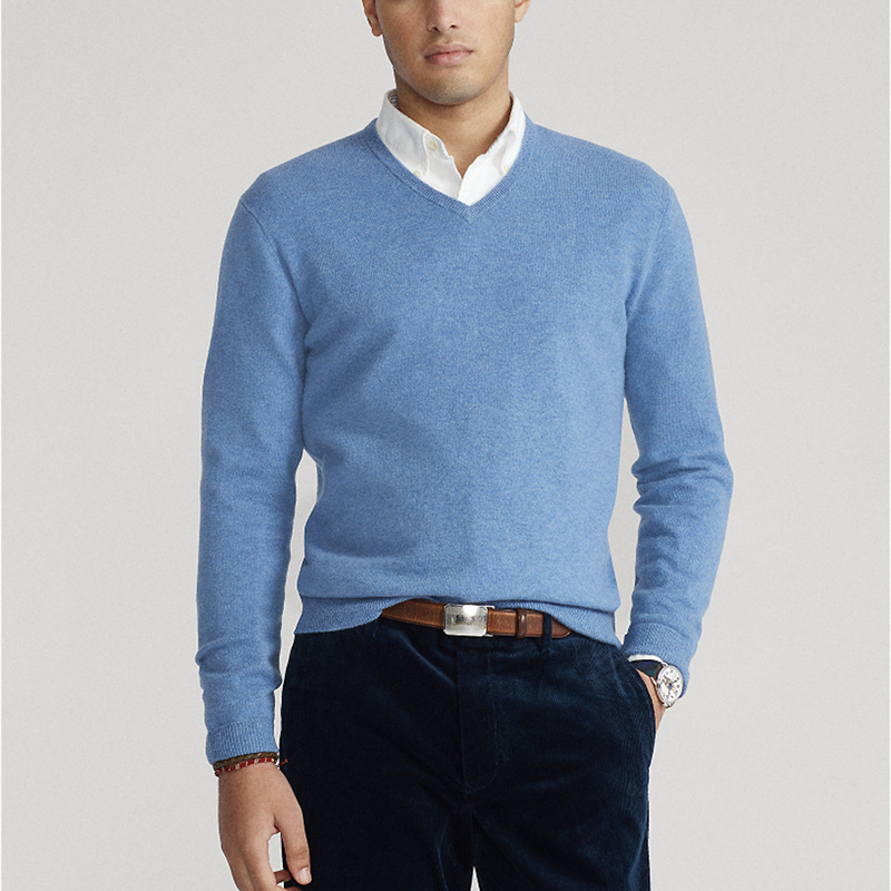 8508 American Men's V-Neck Business Sweater Men's Youth Trendy Bottoming Shirt Slim Sweetheart Collar Knitted Sweater for Men