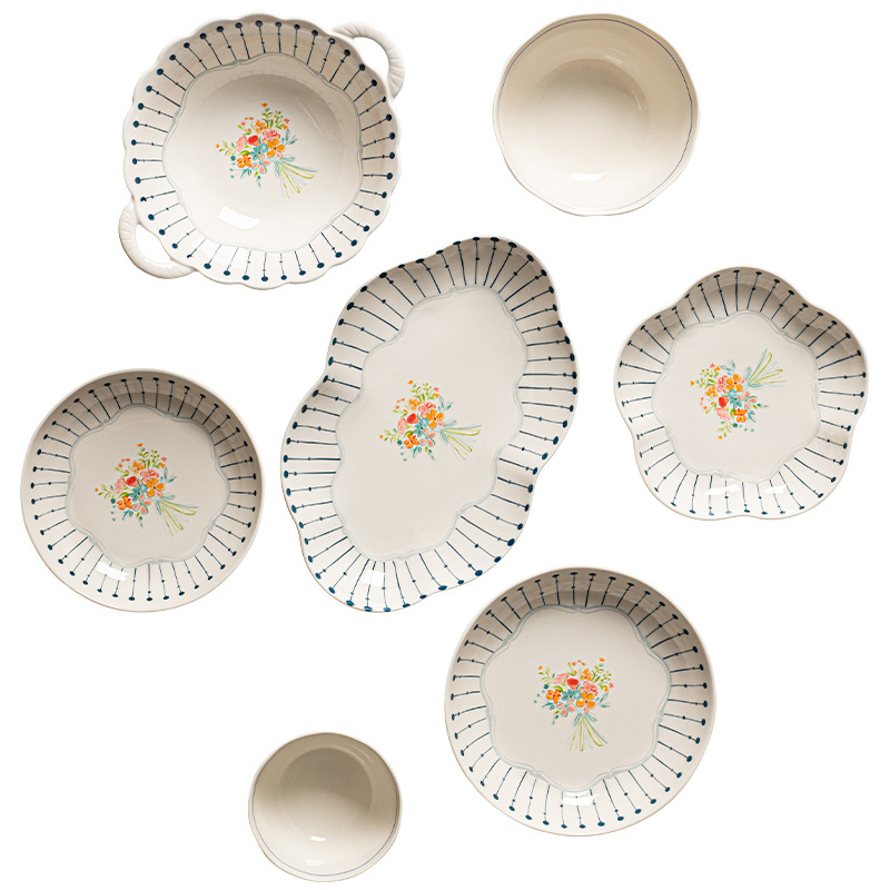 Conjunto de cubiertos retro japonés, nuevos platos de cerámica de alta calidad, platos y platos, regalos de mudanza de casa