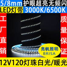 12V120灯单色低压LED灯带3000k6500k5宽8宽无极调光卫浴镜氛围灯