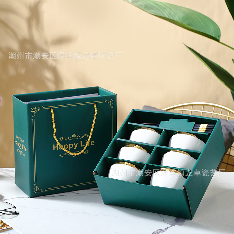 Wholesale gift Bowl set ceramic bowl and chopsticks tableware gift practical handy gift company opening promotion gift box