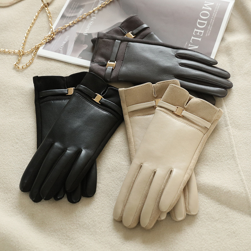 Fabricantes personalizados guantes de terciopelo de invierno de mujer guantes de terciopelo grueso retró cálido a prueba de viento procesamiento de guantes de pantalla táctil