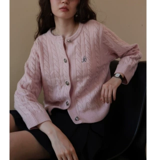 口碑经典款 澳洲美利奴羊毛 miu系绞花小个子针织开衫