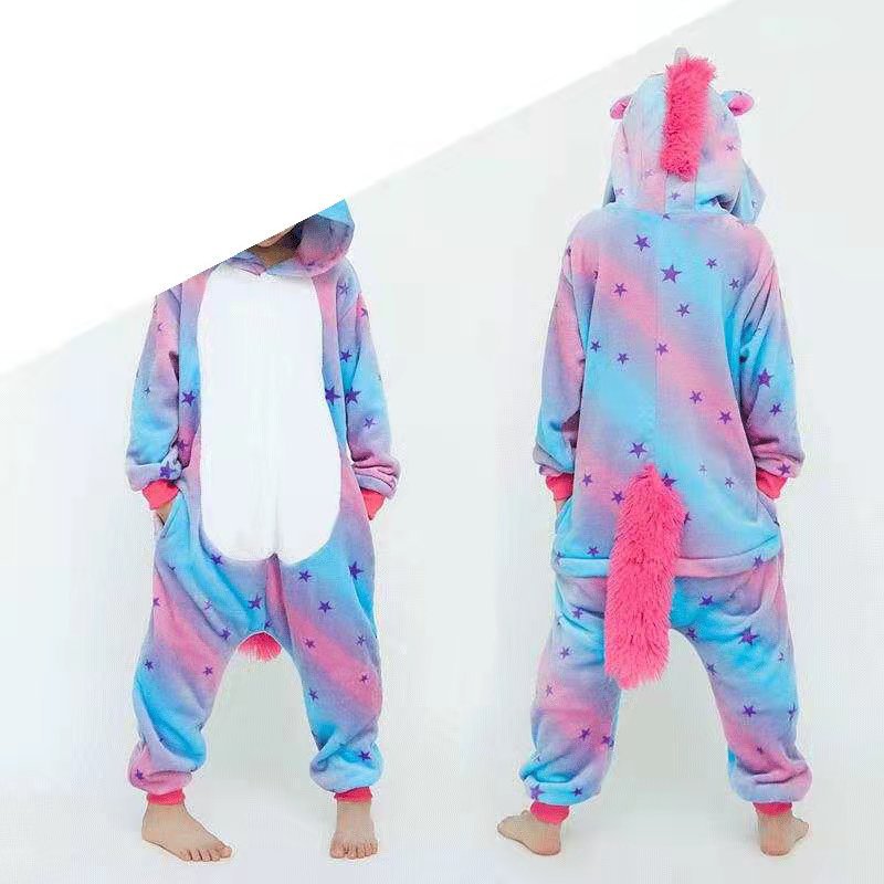 Transfronteriza de dibujos animados de una sola pieza pijamas de franela animal de invierno engrosada transfronteriza dinosaurio Tianma Tigre unicornio