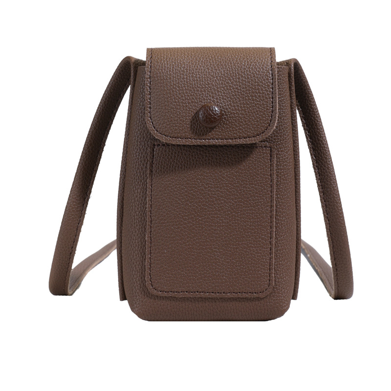 Bolso de teléfono móvil de moda coreana 2025 verano nuevo bolso femenino casual con patrón de lichi bolso de hombro simple y versátil bolso de mensajero