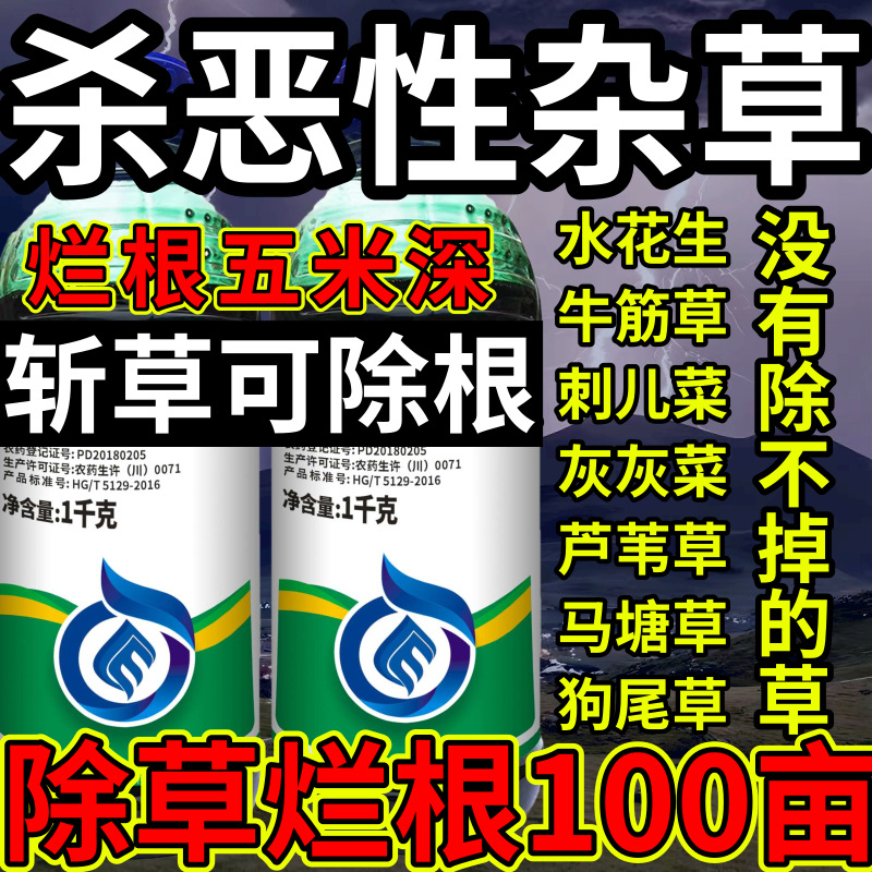杀恶性杂草高浓度精草铵膦铵水花生牛筋草斩草除根杂草烂根除草剂