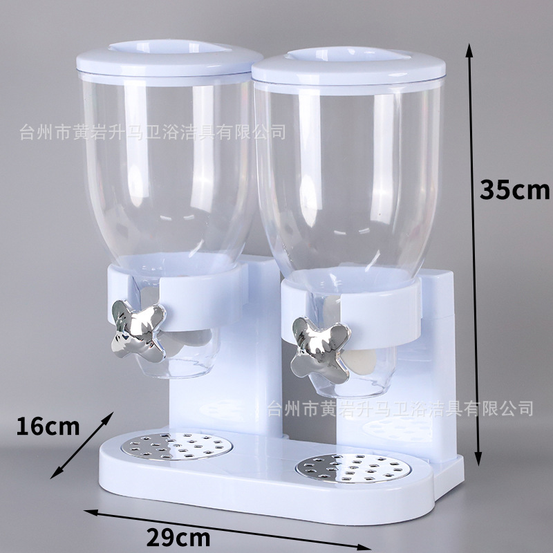 Dispensador de cereales de doble compartimento, recipiente hermético para granos de cocina, avena, frutos secos, recipiente de almacenamiento de snacks, dispensador de granos transfronterizo al por mayor
