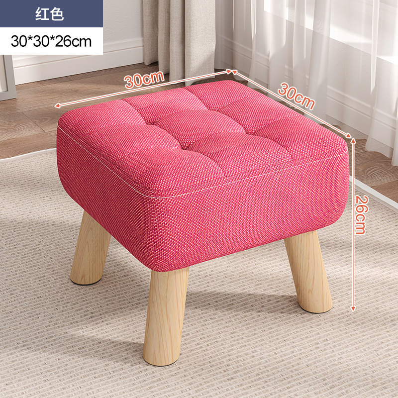 Taburete pequeño de madera maciza estilo corto para el hogar tela simple color cuadrado taburete bajo sala de estar banco pequeño sofá taburete para cambiar zapatos