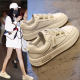 Genuine Leather Velcro White Shoes Women's 2025 Spring and Summer New Soft Sole Board Shoes All-match Casual sneaker for Children