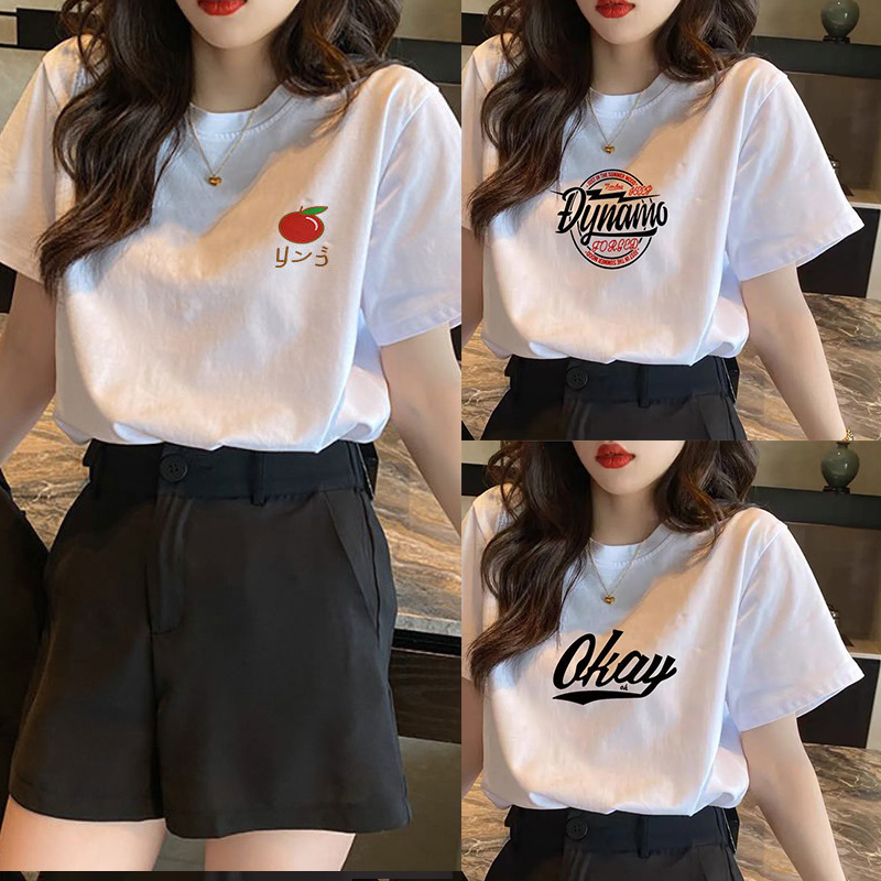 White T-shirt Women's Short-sleeved Summer 2024 New Spring and Autumn Student Loose Sanding Base Shirt Inner Half-sleeved Top
