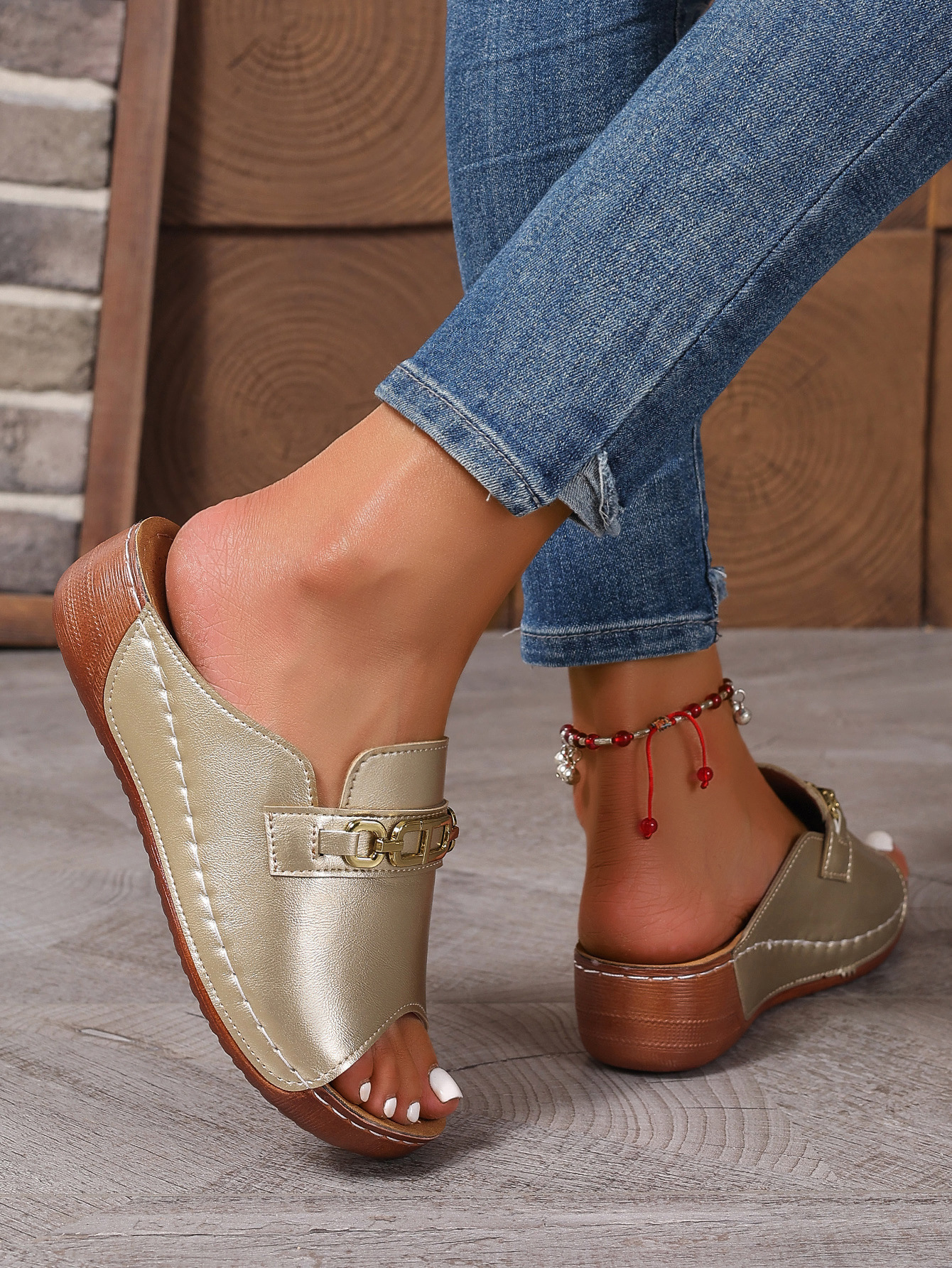 Women's Platform Wedge Sandals Open Toe Beach Slip On Slippers_voghion.com